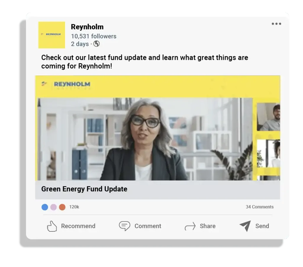 A mock up of GlobalMeet's advanced video production features for social sharing