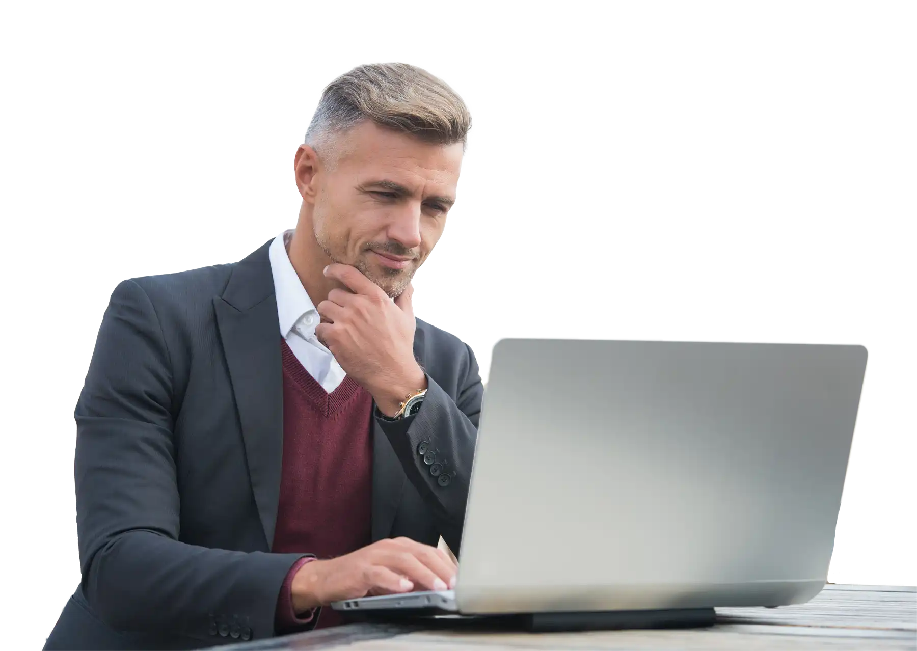 An image of a business man watching a webcast that utilized virtual event engagement tools