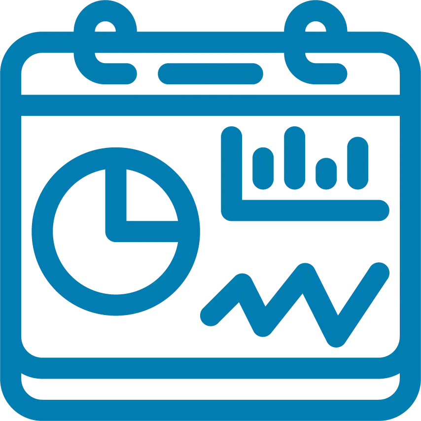 An icon representing GlobalMeet's event metrics reporting