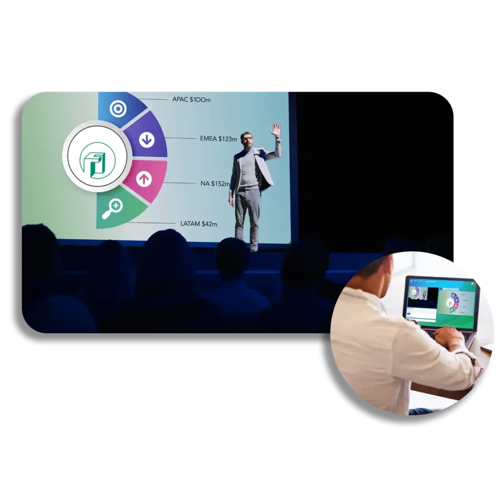 mockup of a globalmeet investor conference recording live stream