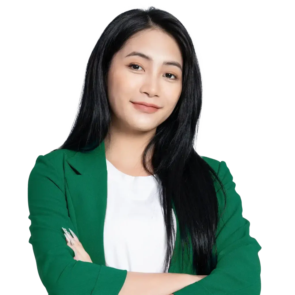 an image of a woman in a green suit