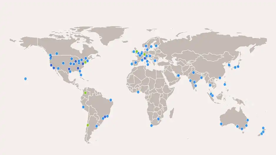map representing globalmeet's global av production partners