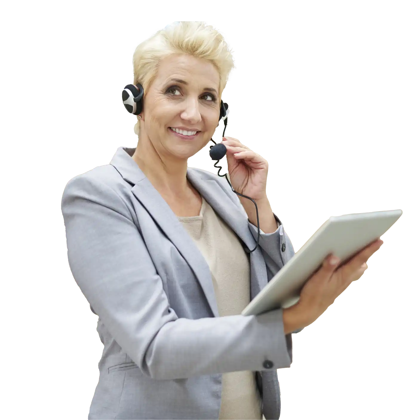 image of an event producer in a headset representing globalmeet's virtual event production services