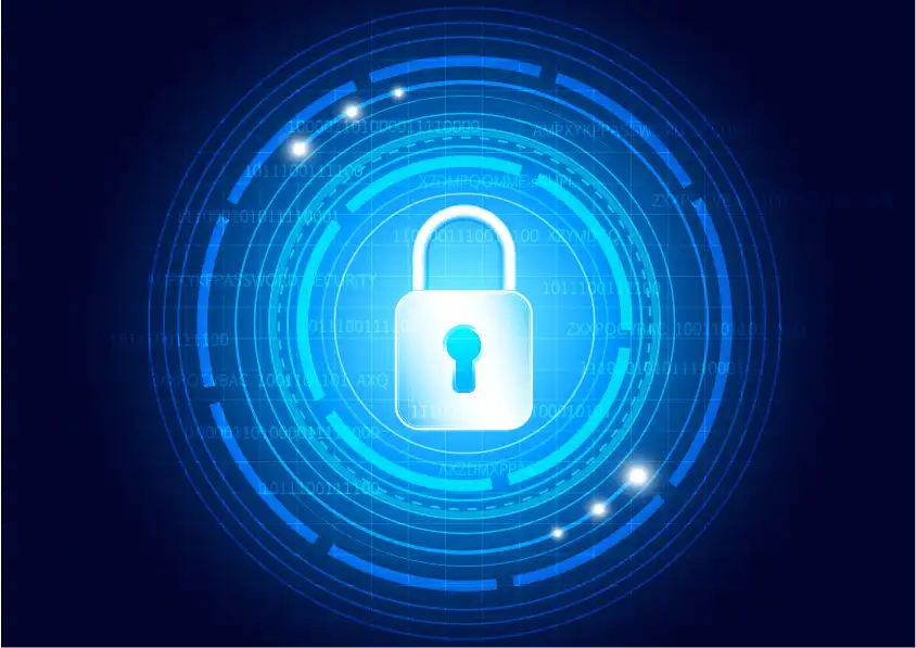 illustration of a digital lock to represent globalmeet's webcast security features