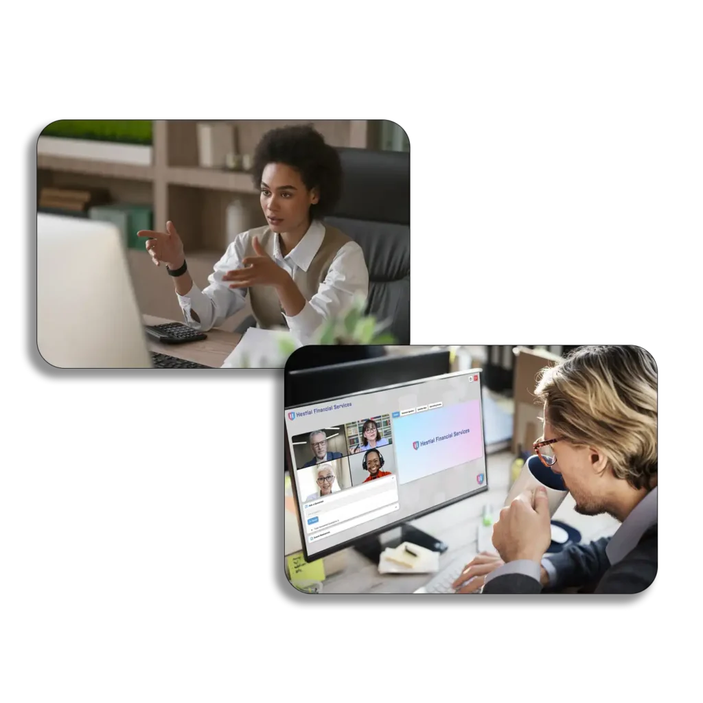 images of a globalmeet virtual event production specialist and a globalmeet virtual event attendee